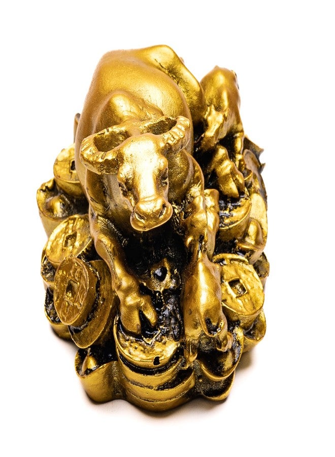 Plus Value Feng Shui Wish Cow Vastu Items Products for Home, Office Decor Showpiece Statue (3 Inch, Fiber, Gold Painted) - Image 2