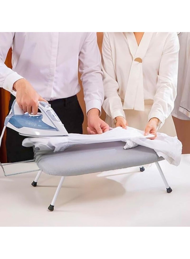 Tabletop Ironing Board, Portable Folding Ironing Board with Iron Stand, Space Saving Mini Ironing Station for Home and Travel with Heat Resistant Cover (Round Dome Colors) - Image 1