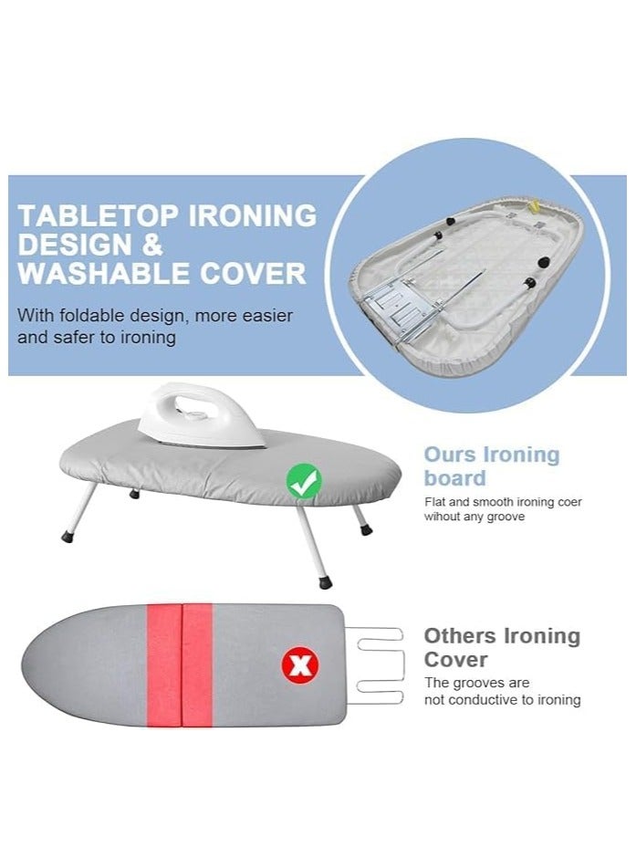 Tabletop Ironing Board, Portable Folding Ironing Board with Iron Stand, Space Saving Mini Ironing Station for Home and Travel with Heat Resistant Cover (Round Dome Colors) - Image 3