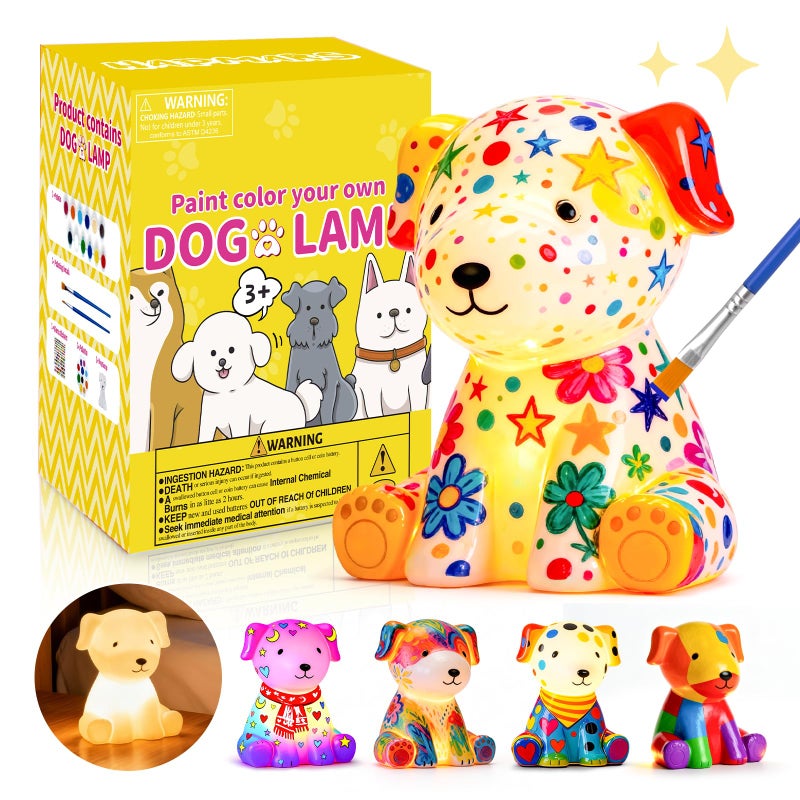 HAPMARS Paint Your Own Dog Lamp Kit 1pcs DIY Dog Art Craft Painting Kits for Girls Boys Kid Age 4 5 6 7 8 9 10 11 12 Art Supplies Creative Gifts for Birthday Halloween Christmas Party - Image 4