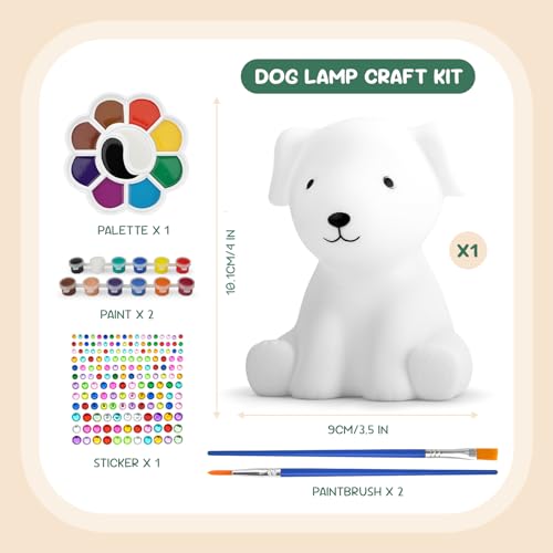 HAPMARS Paint Your Own Dog Lamp Kit 1pcs DIY Dog Art Craft Painting Kits for Girls Boys Kid Age 4 5 6 7 8 9 10 11 12 Art Supplies Creative Gifts for Birthday Halloween Christmas Party - Image 5