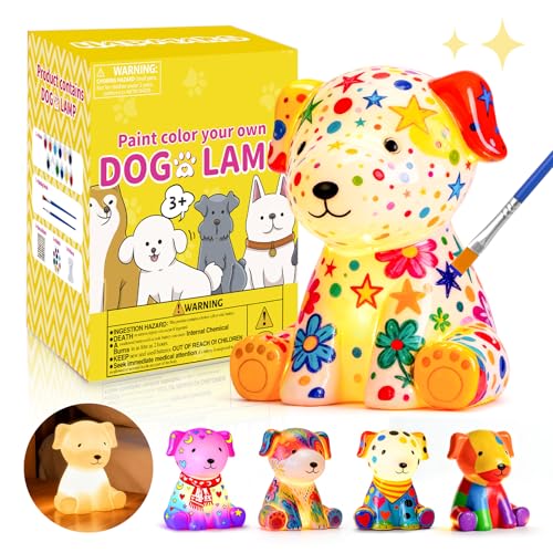 HAPMARS Paint Your Own Dog Lamp Kit 1pcs DIY Dog Art Craft Painting Kits for Girls Boys Kid Age 4 5 6 7 8 9 10 11 12 Art Supplies Creative Gifts for Birthday Halloween Christmas Party - Image 1