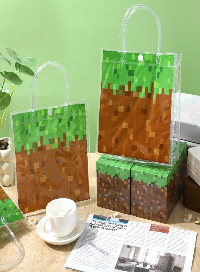 MinFyberd 24Pcs Pixel Clear PVC Gift Bags with Handles Video Game Party Favor Bags Pixel Reusable Gift Wrap Tote Bag Gamer Goodie Treat Bag for Pixelated Birthday Baby Shower Party Supplies 8x8x3 Inch - Image 4