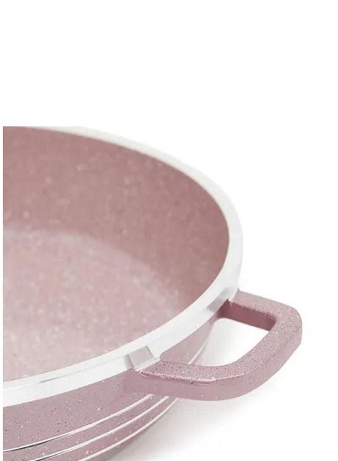 DESSINI Ceramic Non Stick Shallow Cooking Pot With Glass Lid Purple 32cm  - Image 4