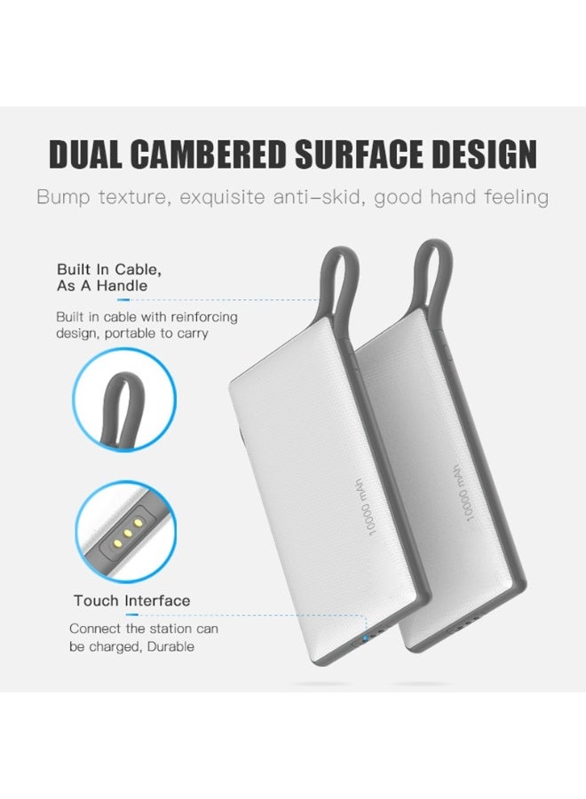 دومرز‌ محطة شحن Domars Shared Power Bank - شاحن محمول 10000mAh 6 Pack مع بطارية خارجية بثلاثة مخارج للاستخدام المنزلي والمكتب والسفر والأنشطة الخارجية باللون الأبيض - Image 3