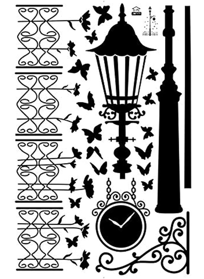 Zaboon Butterfly Street Lamp Wall Sticker Removable Pattern Decoration Wall Paper - Image 1