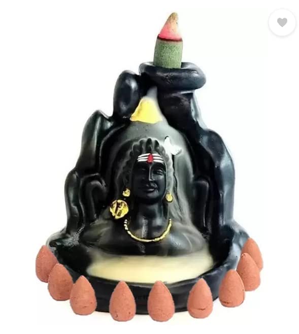 A & S VENTURES A&S Ventures Smoke Fountain Lord Shiva Adiyogi Statue Cone Incense Holder Showpiece with 10 Free Smoke Cones - Image 2