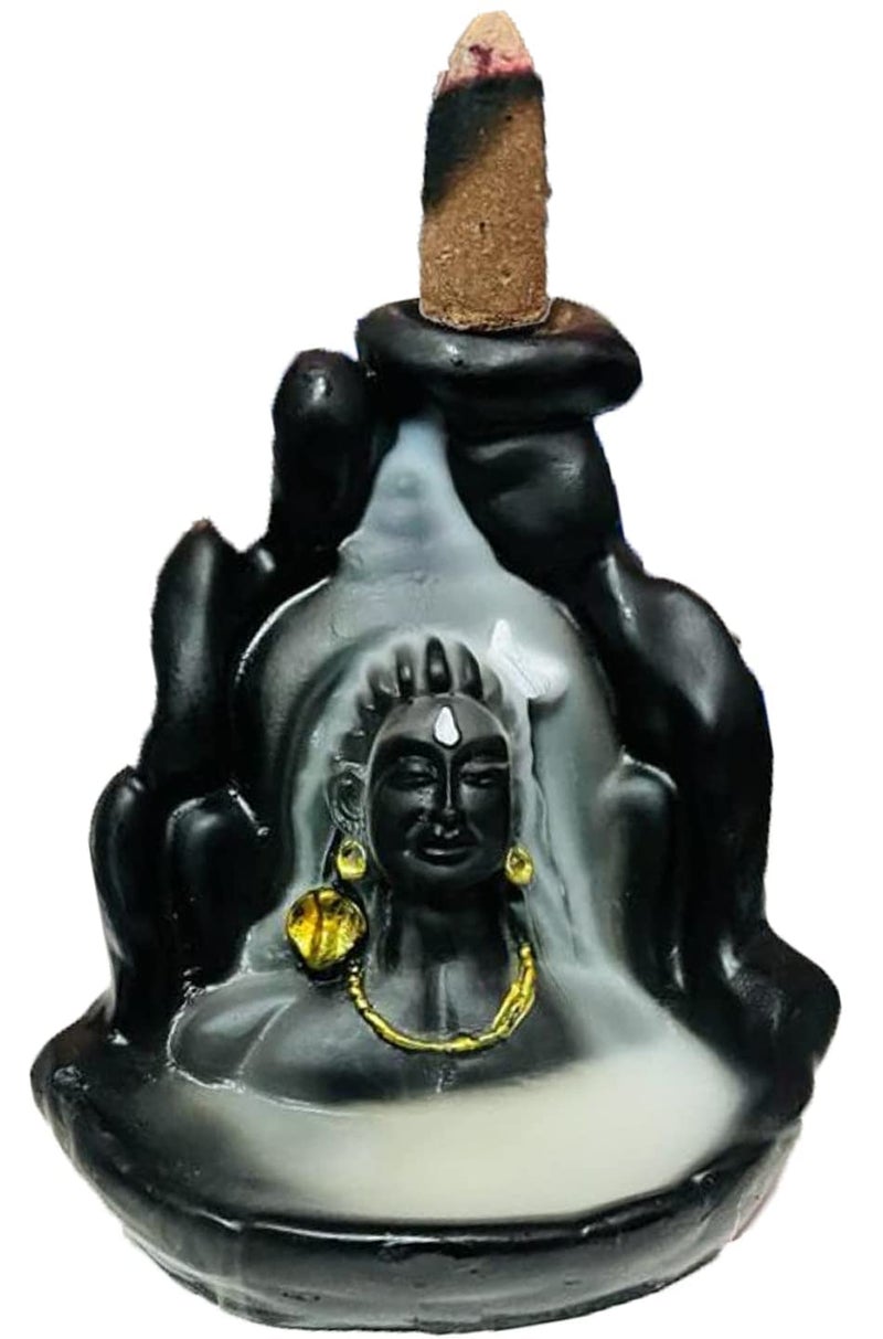 A & S VENTURES A&S Ventures Smoke Fountain Lord Shiva Adiyogi Statue Cone Incense Holder Showpiece with 10 Free Smoke Cones - Image 1