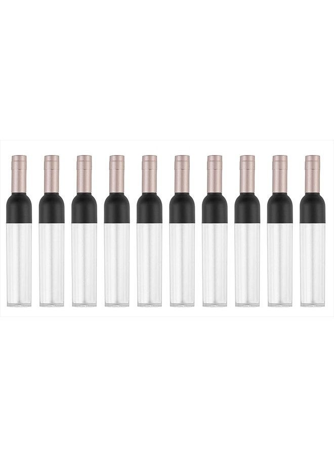 BesYouSel Empty Lip Gloss Tubes 5ml Clear Wine Shaped Lip Gloss Tube Plastic Mini Refillable Lip Oil Bottle Container Lip Glaze Tube Vials Cosmetic DIY Container Holders, Gold, Pack of 10  - Image 1