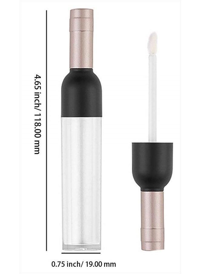 BesYouSel Empty Lip Gloss Tubes 5ml Clear Wine Shaped Lip Gloss Tube Plastic Mini Refillable Lip Oil Bottle Container Lip Glaze Tube Vials Cosmetic DIY Container Holders, Gold, Pack of 10  - Image 2