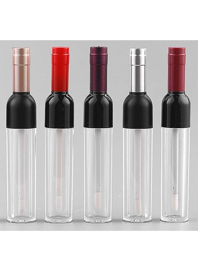 BesYouSel Empty Lip Gloss Tubes 5ml Clear Wine Shaped Lip Gloss Tube Plastic Mini Refillable Lip Oil Bottle Container Lip Glaze Tube Vials Cosmetic DIY Container Holders, Gold, Pack of 10  - Image 4