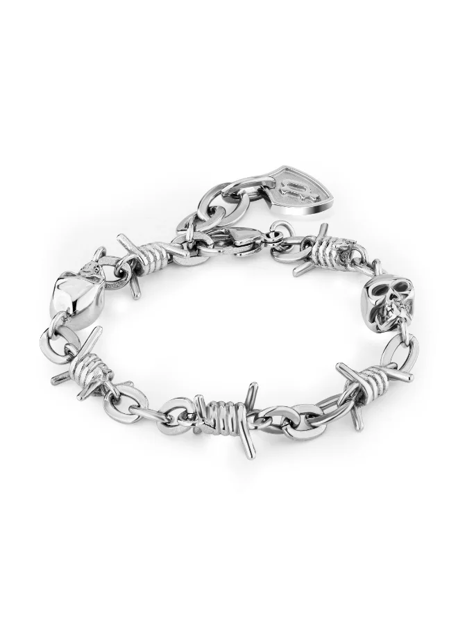 بوليس Barbedwire Shiny Silver Bracelet for Men