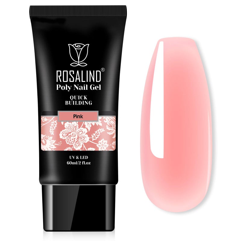 ROSALIND 2 oz Poly Nail Gel Millennial, Pink Poly Extension Gels Jelly Color Builder Pink Gel Quick Building Acrylic Nails Poly Extension Thickening Nail Art Trendy Beauty - Image 1