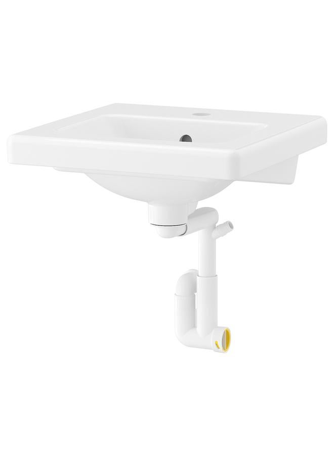 Zaboon Wash-basin with water trap, white, 44x43 cm - Image 1