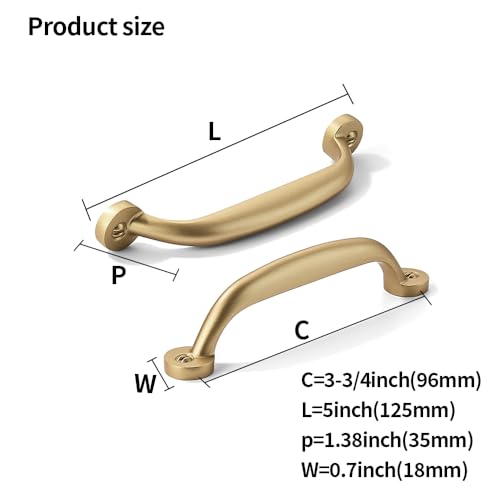 CABDM 10 Pack 334 inch Hole Center Brushed Gold Pulls Heavy Duty Solid Drawer Matte Gold Hardware Handles Kitchen Vanity Bathroom Handles - Image 3