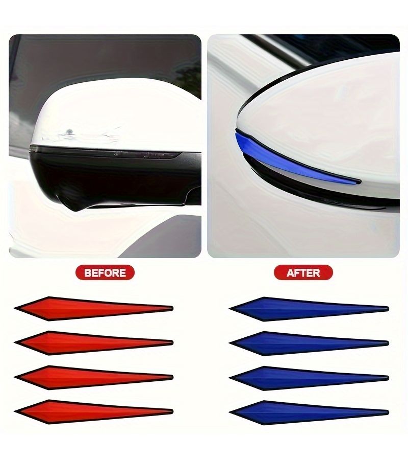 Car Door Anti Collision Strips 4pcs White Rear Bumper Protector Rearview Mirror Protection Stickers Door Edge Scratch Protection Decoration - Image 2
