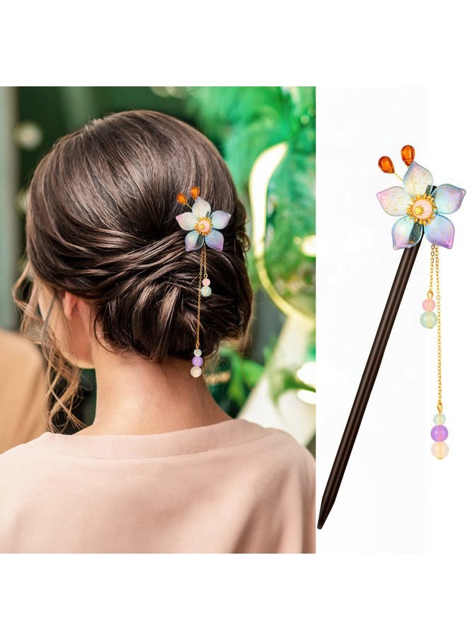 Waydress 6 Pieces Vintage Handmade Wooden Hairpins - Traditional Flower Hair Sticks, Hair Chopsticks, Styling Pins for Women Girls (Classic Style)  - Image 4