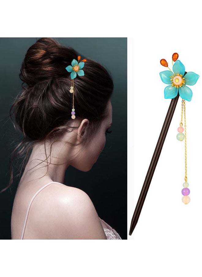 Waydress 6 Pieces Vintage Handmade Wooden Hairpins - Traditional Flower Hair Sticks, Hair Chopsticks, Styling Pins for Women Girls (Classic Style)  - Image 5
