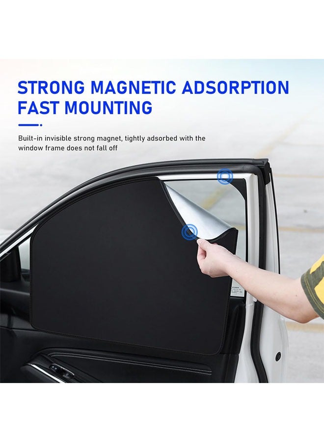 4 PCS Car Side Window Sun Shade with Magnetic, 24.41In x 18.9In x 12.99In Front Window Sun Protection, 31.5In x 18.9In Rear Window Heat Insulation, Universal Car Accessories (Black) - Image 4