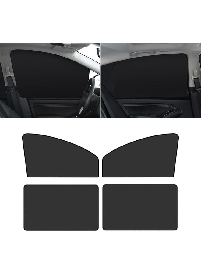 4 PCS Car Side Window Sun Shade with Magnetic, 24.41In x 18.9In x 12.99In Front Window Sun Protection, 31.5In x 18.9In Rear Window Heat Insulation, Universal Car Accessories (Black) - Image 1