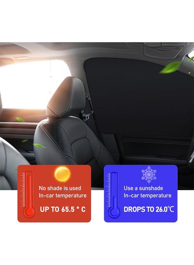 4 PCS Car Side Window Sun Shade with Magnetic, 24.41In x 18.9In x 12.99In Front Window Sun Protection, 31.5In x 18.9In Rear Window Heat Insulation, Universal Car Accessories (Black) - Image 3