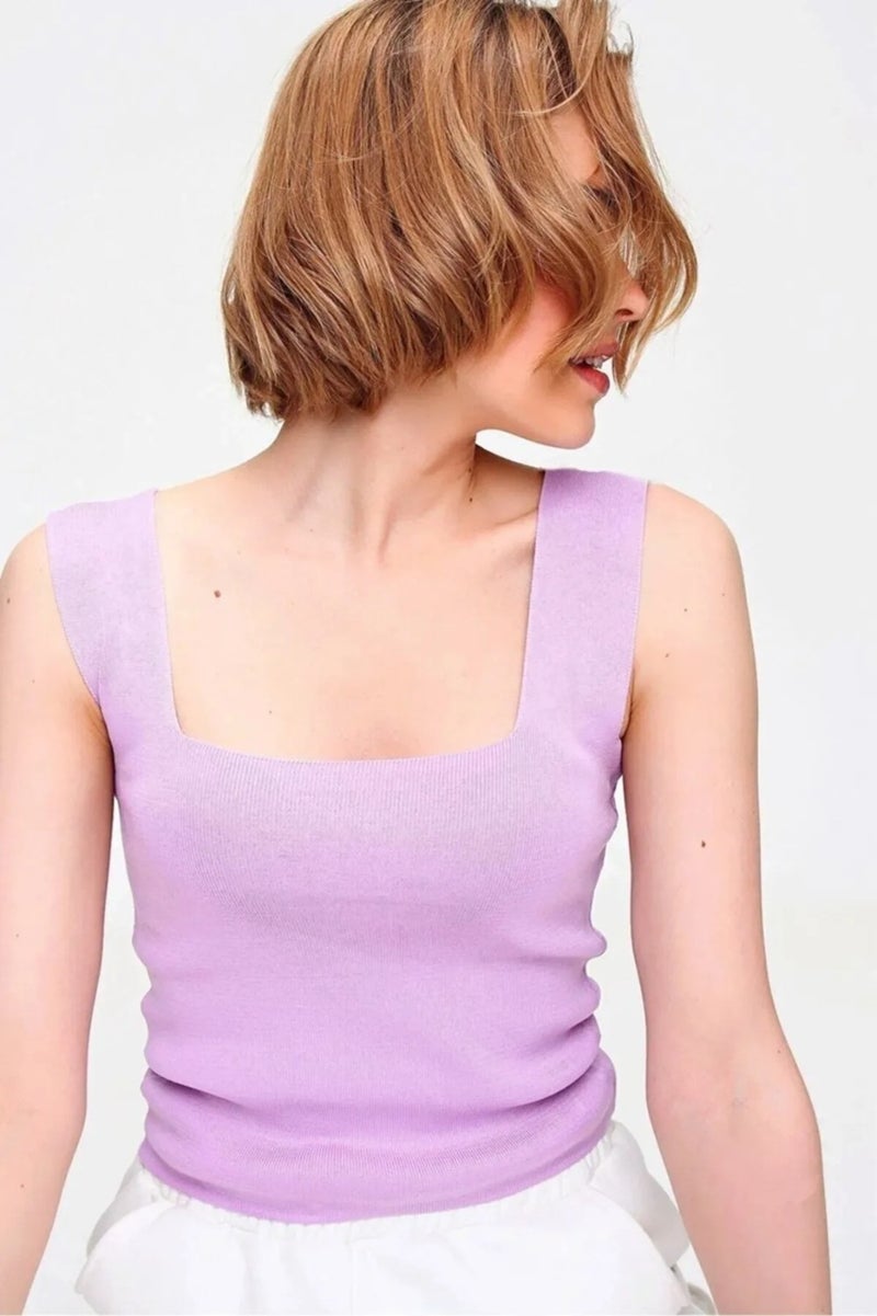 Işılda Fashion Women's Square Neck Knitted Blouse 