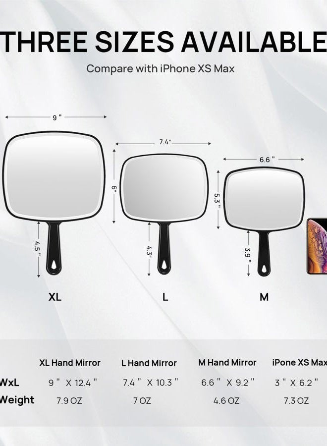 OMIRO Hand Mirror, Black Handheld Mirror with Handle, 6.6" W x 9.2" L, Pack of 3 - Image 3