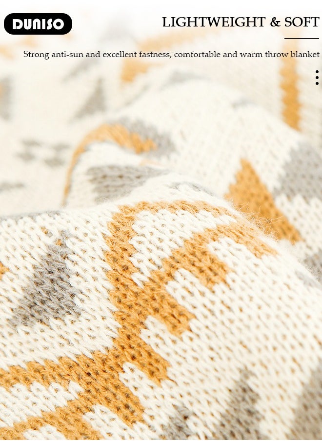 DUNISO Throw Blanket, Soft Cozy Lightweight Sofa Blanket, Home Decor Woven Blanket with Tassels for Chair Bed Couch Decorative, Knitted Bed Blankets, Bohemian Couch Decorative Throw Blankets for Women, Men and Kids  - Image 5