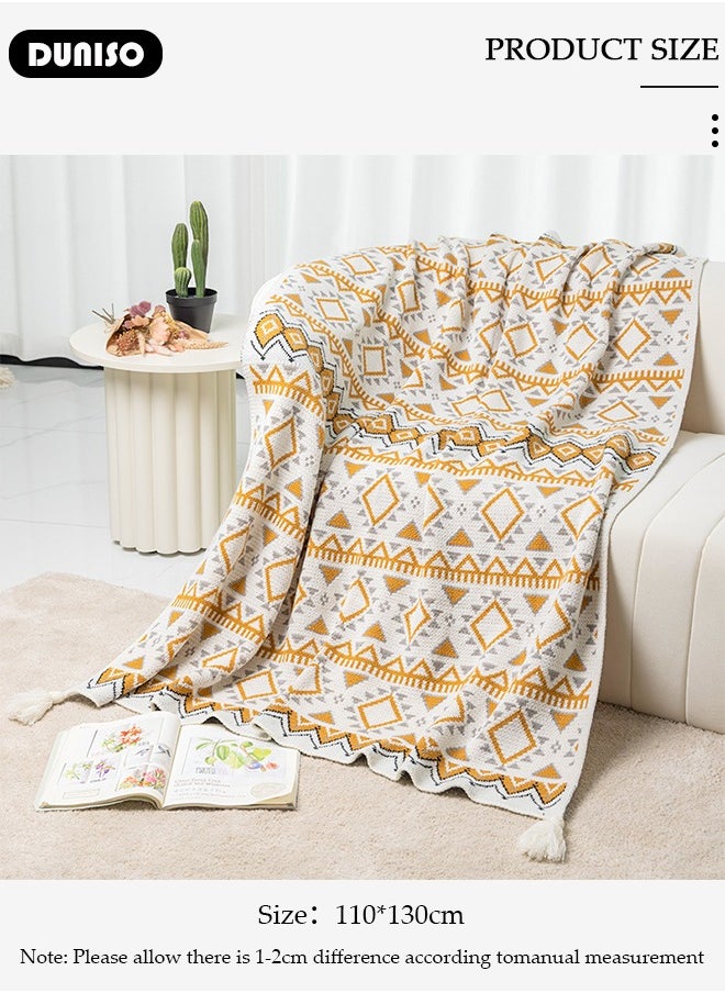 DUNISO Throw Blanket, Soft Cozy Lightweight Sofa Blanket, Home Decor Woven Blanket with Tassels for Chair Bed Couch Decorative, Knitted Bed Blankets, Bohemian Couch Decorative Throw Blankets for Women, Men and Kids  - Image 4