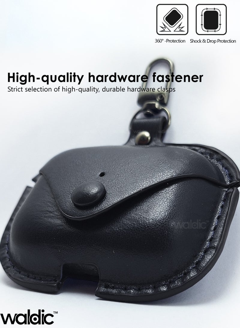 Waldic Apple AirPods Pro 3 Earbuds Premium Leather Protective Case Cover For Apple AirPods Pro 3 | Shockproof Full-Body Protective Case Cover for Apple AirPods Pro 3  with Keychain (Airpods Not Included)-Black - Image 5