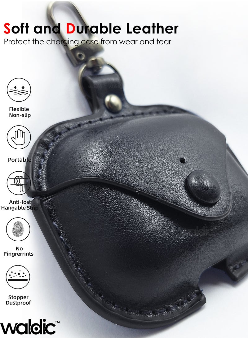 Waldic Apple AirPods Pro 3 Earbuds Premium Leather Protective Case Cover For Apple AirPods Pro 3 | Shockproof Full-Body Protective Case Cover for Apple AirPods Pro 3  with Keychain (Airpods Not Included)-Black - Image 4