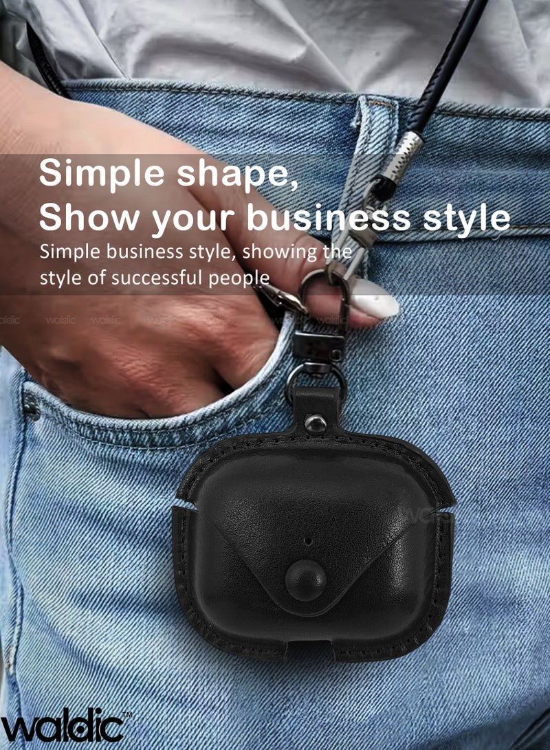 Waldic Apple AirPods Pro 3 Earbuds Premium Leather Protective Case Cover For Apple AirPods Pro 3 | Shockproof Full-Body Protective Case Cover for Apple AirPods Pro 3  with Keychain (Airpods Not Included)-Black - Image 3
