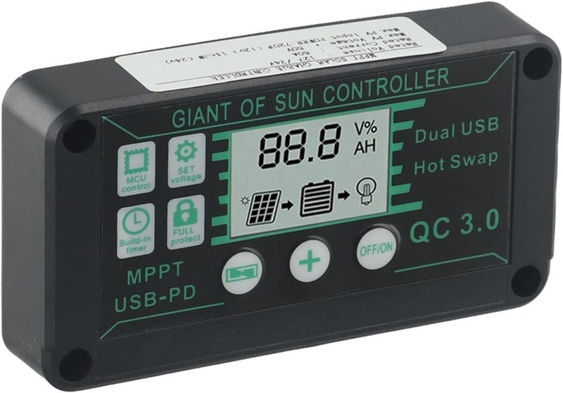 MPPT Solar Charge Controller with Digital Display for 12V 24V Battery System, Auto Recognize PV Array and Optimize Charging Efficiency(60A) Integrated warehouse solution KSA market popular practical build Upgraded general material Elegant appearance Practical design alternatives Global flexible sizing options Wide range usage design Cost effective upgraded craftsmanship Flexible sizing options Heat resistant All-item matching trendy build Remote area delivery Budget friendly trendy design Reliable local delivery service Coast & inland available User feedback upgraded quality Labor saving Heavy load resistant Multi-demand compliant quality All usage compatible Extra part combo compatible Local market compliant trusted quality Wide use compliant quality Modern color selections - Image 2