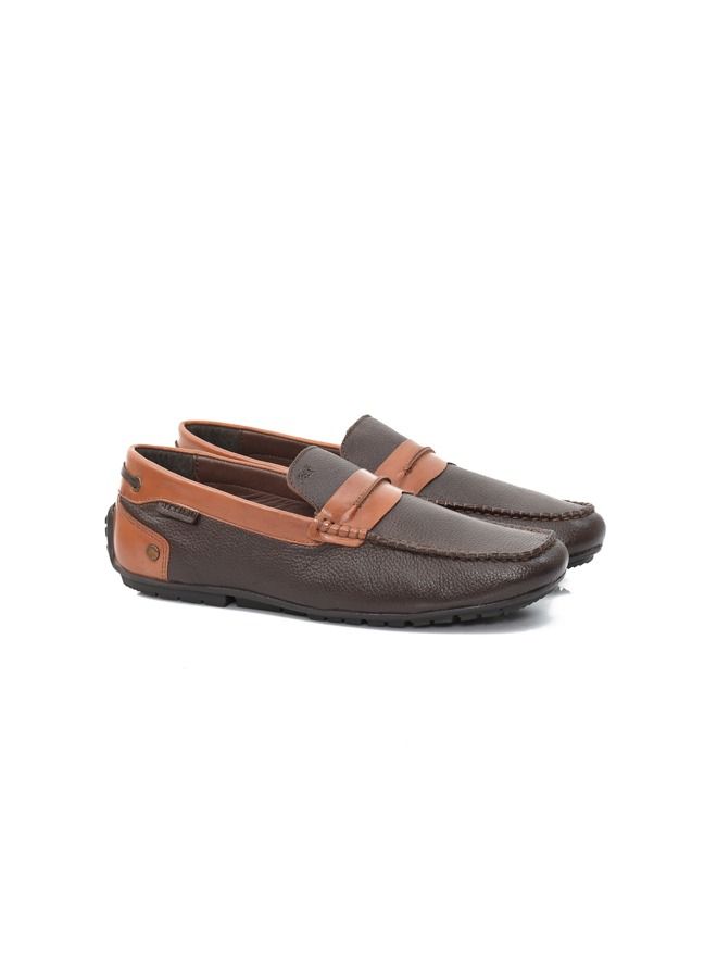 ATTILIO - Men's ALDOS 7 Oxford Derby Loafer Slip On Comfort Tan Brown Leather Work Office Formal Occasion Party Casual Wear Italian Design Anti Skid Padded Insole Trendy Fashion Premium Shoes - Image 1