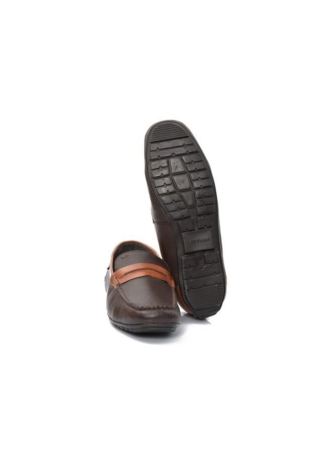ATTILIO - Men's ALDOS 7 Oxford Derby Loafer Slip On Comfort Tan Brown Leather Work Office Formal Occasion Party Casual Wear Italian Design Anti Skid Padded Insole Trendy Fashion Premium Shoes - Image 1