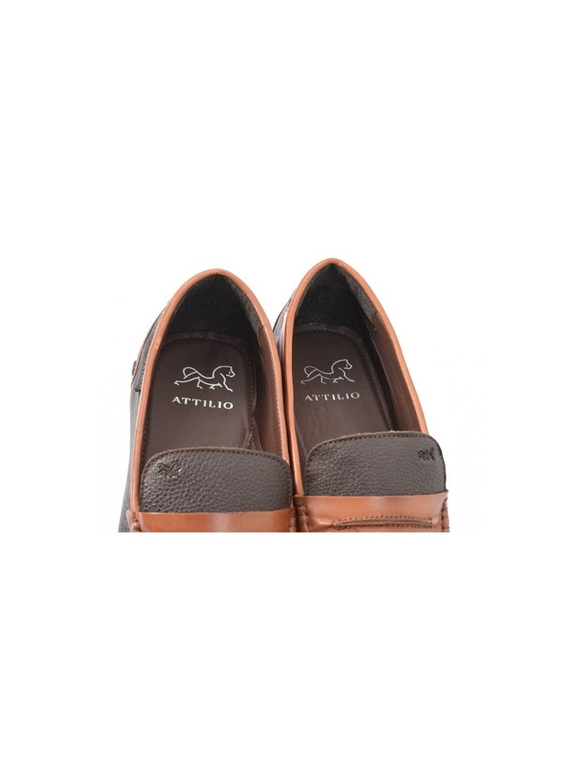 ATTILIO - Men's ALDOS 7 Oxford Derby Loafer Slip On Comfort Tan Brown Leather Work Office Formal Occasion Party Casual Wear Italian Design Anti Skid Padded Insole Trendy Fashion Premium Shoes - Image 1