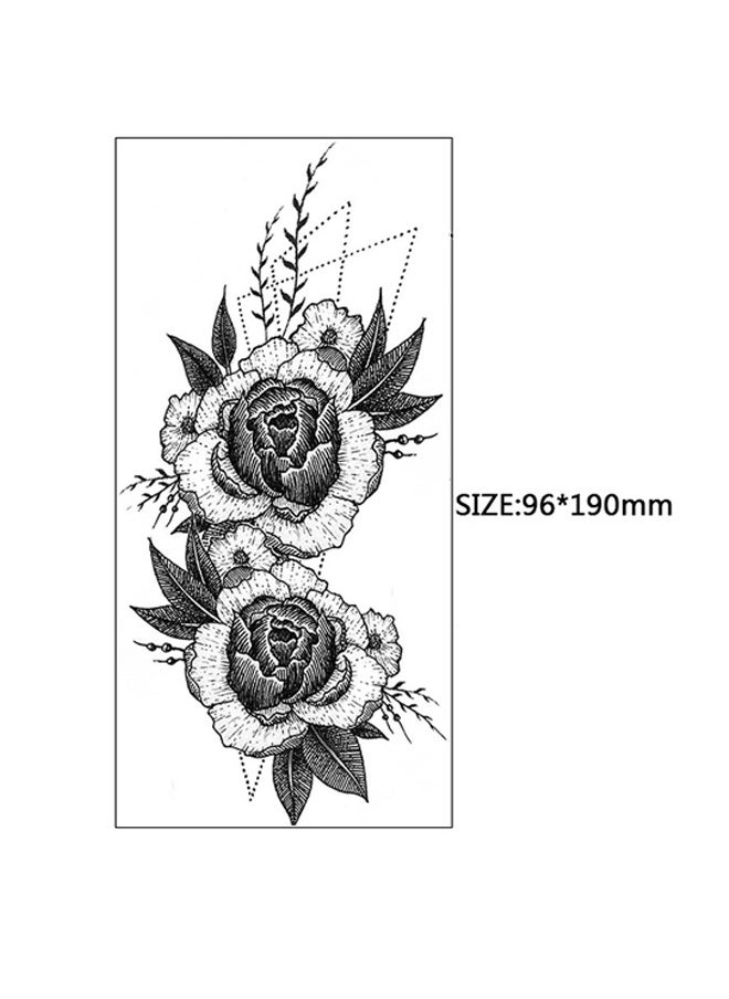 Generic - 9Pcs Black and White Flower Tattoo Stickers, Temporary Tattoo Stickers, Rose Peony Sunflower Lily Tattoo Stickers for Women Girl Adult - Image 1