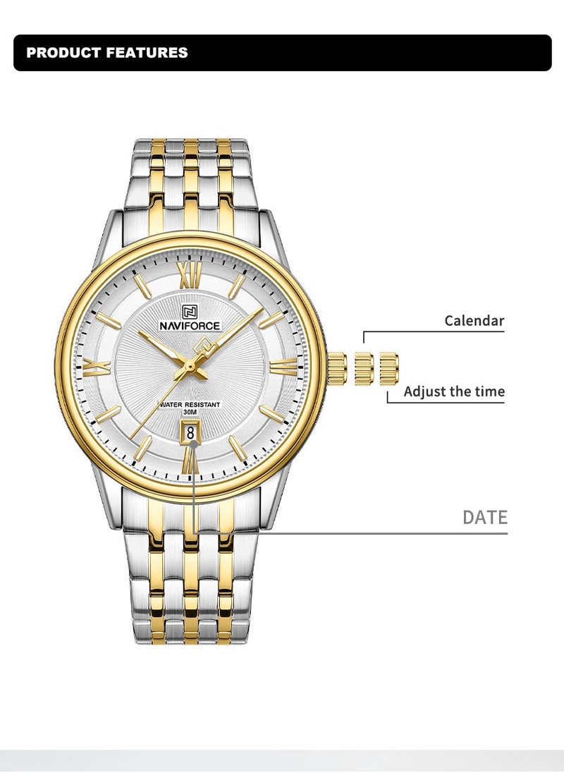 Stainless Steel Elegant Design Casual Quartz Couple Wrist Watch For Men & Women NF8040 S/G/W - pzsku/Z78BF496D0AF5CC3BB873Z/45/_/1701941177/272b4120-01b0-4774-a046-196ef262fa4c