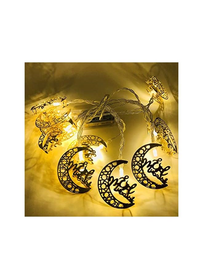 The Bros String Ramadan Lights, 20 LEDs Eid Moon Star Lantern Lights, EID Fairy String Lights,Battery Operated for Ramadan Decoration for Home Party Supplies (Moon)  - Image 2