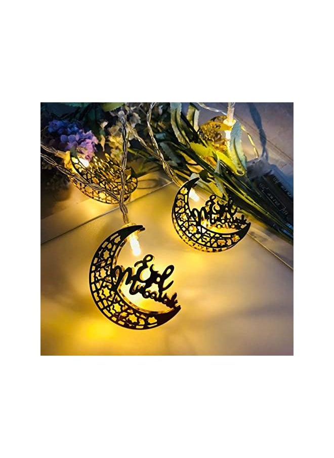 The Bros String Ramadan Lights, 20 LEDs Eid Moon Star Lantern Lights, EID Fairy String Lights,Battery Operated for Ramadan Decoration for Home Party Supplies (Moon)  - Image 3