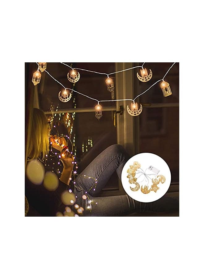 The Bros String Ramadan Lights, 20 LEDs Eid Moon Star Lantern Lights, EID Fairy String Lights,Battery Operated for Ramadan Decoration for Home Party Supplies (Moon)  - Image 4
