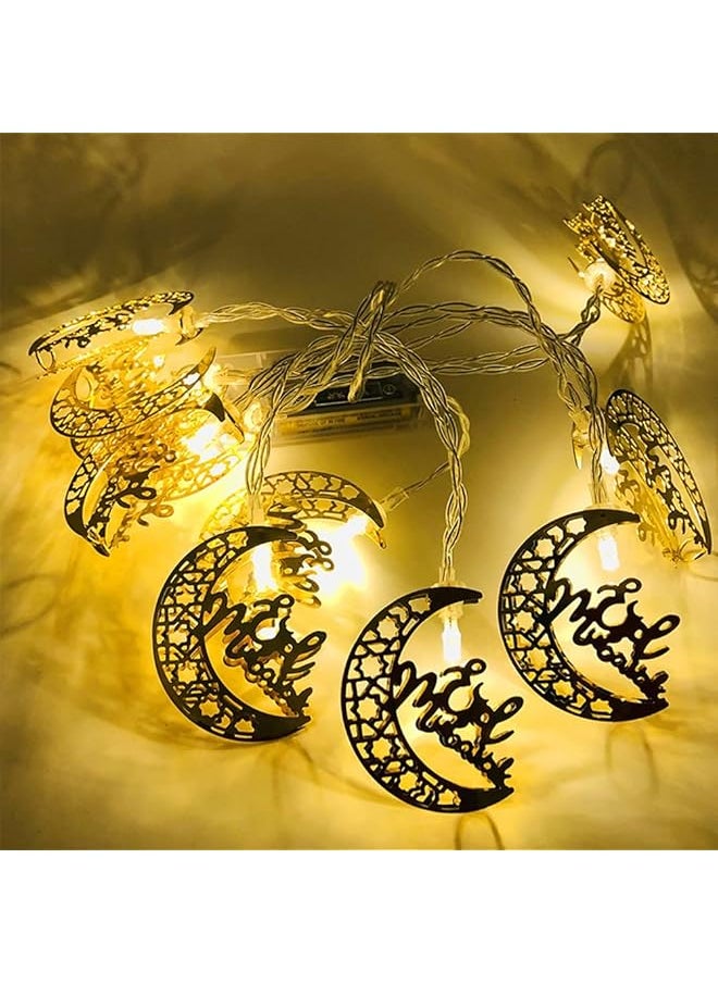 The Bros String Ramadan Lights, 20 LEDs Eid Moon Star Lantern Lights, EID Fairy String Lights,Battery Operated for Ramadan Decoration for Home Party Supplies (Moon)  - Image 1