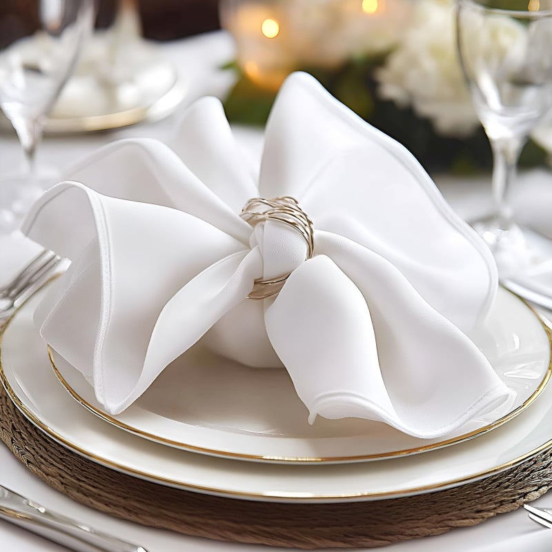 Cieltown White Cloth Napkins 1Dozen Solid Washable Fabric Napkins Set of 12 Perfect for Weddings Parties Holiday Dinner 17 x 17Inch White