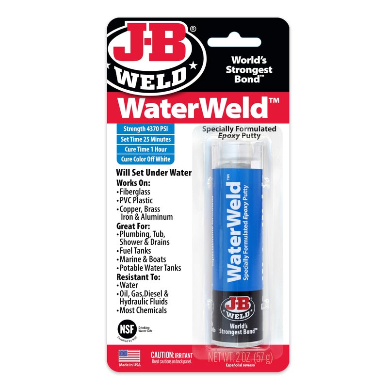 J-B Weld 8277 WaterWeld Epoxy Putty Stick - 2 oz., Off White - Image 1