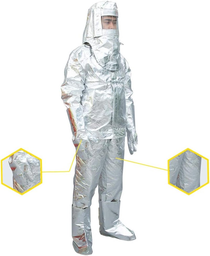 cheekyglo Heat Resistant Insulation Suit Anti Thermal Radiation Suit 300 degree Fireproof flameproof Composite Aluminium Foil Firefighter Uniform (L)Large - Image 1