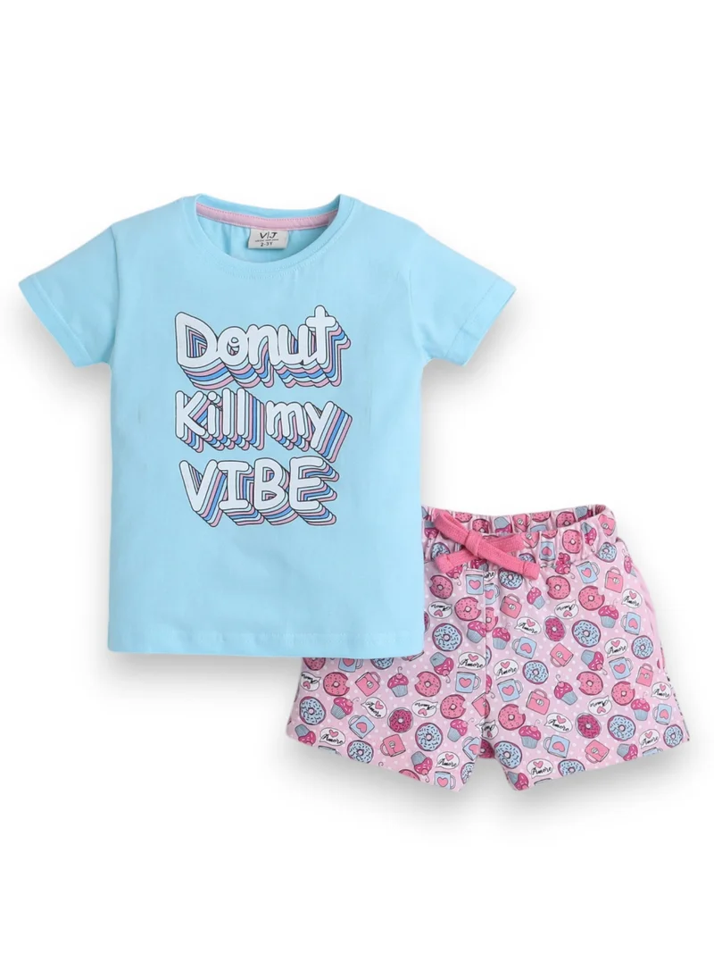 victor and jane Victor and Jane - Printed T-shirt and Shorts Pyjama Set