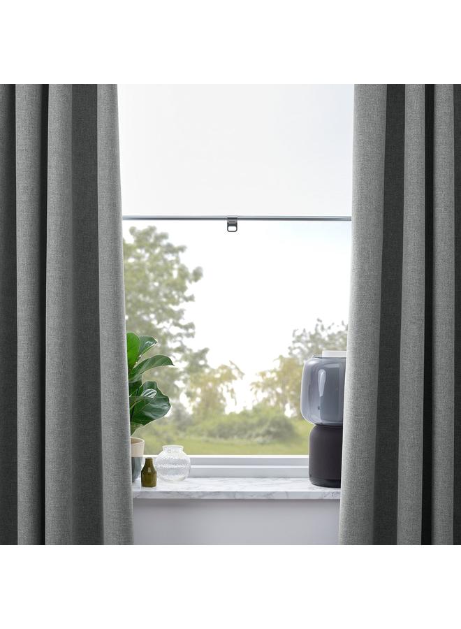 erorex Block-out curtains, 1 pair, grey/with heading tape, 135x300 cm - Image 4