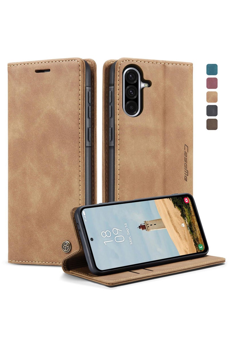 CaseMe Samsung Galaxy A36 5G Wallet Case Book Folding Flip Folio Case with Magnetic Kickstand Card Slots Protective Cover - Brown - Image 1