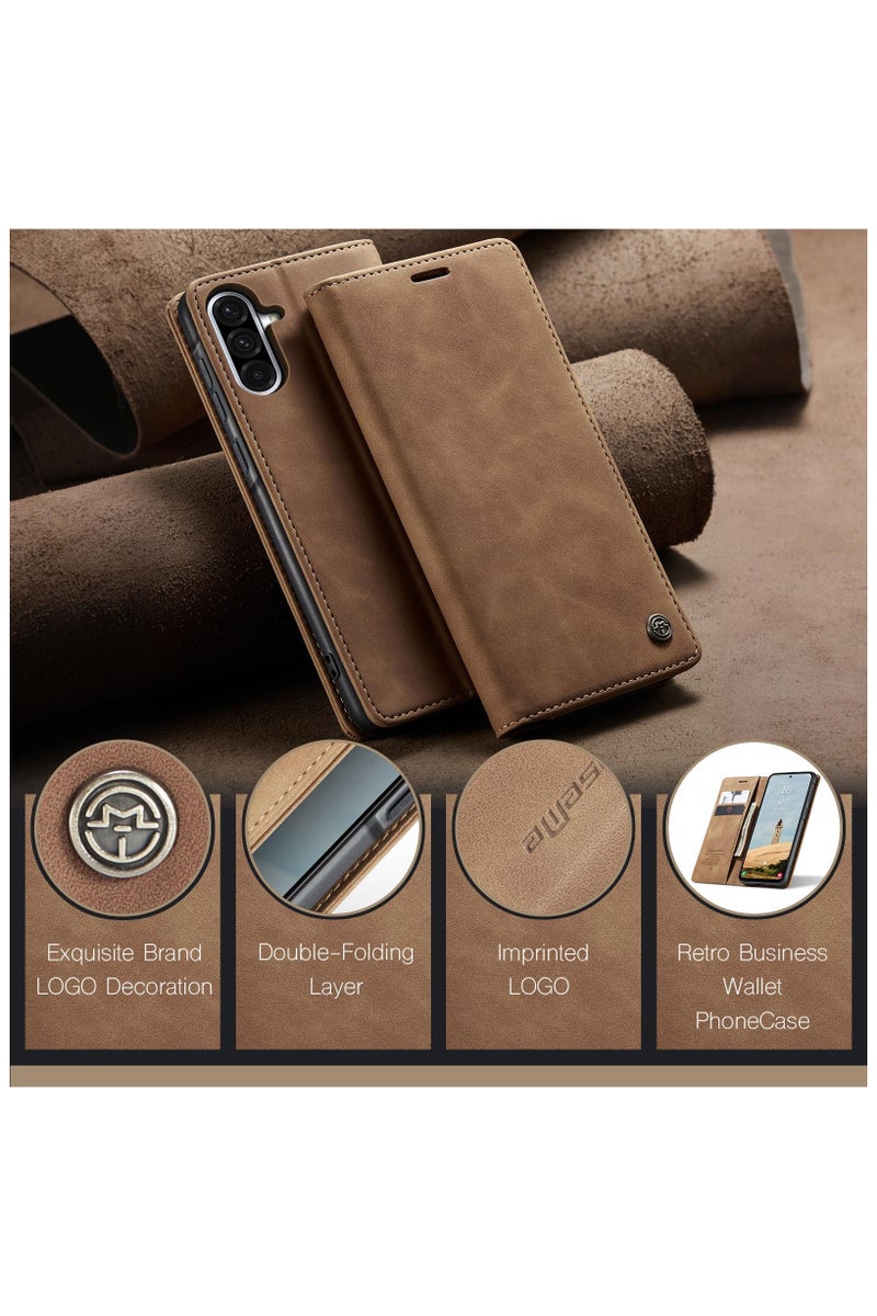 CaseMe Samsung Galaxy A36 5G Wallet Case Book Folding Flip Folio Case with Magnetic Kickstand Card Slots Protective Cover - Brown - Image 5