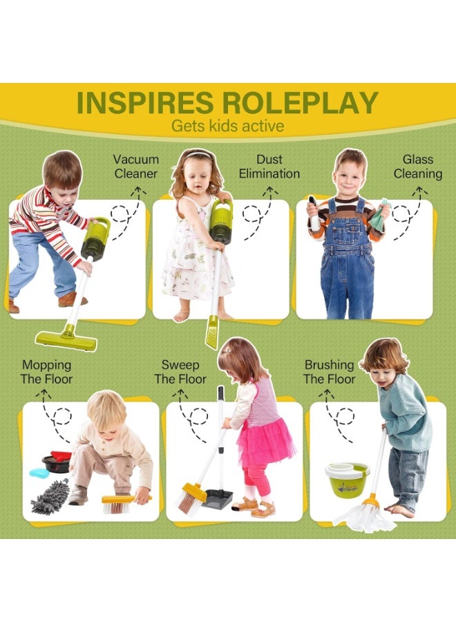 Paka Rabbit Kids Cleaning Set - 22Pcs Kids Cleaning Toy Set with 2-in-1 Kids Vacuum that Really Works, Pretend Home Cleaning Play Set for Age 3-7, Birthday Gift for Girls Boys - Image 3